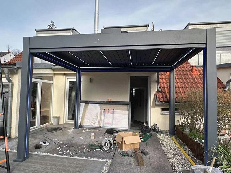 Aluminum pergola installation for European distributor